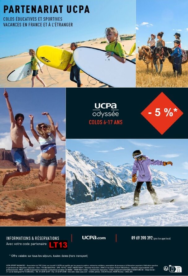UCPA -5% sur les colos Odyssée 6-17ans