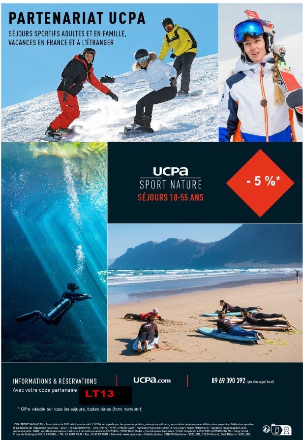 UCPA - -5% sur les séjours sport nature 18-55 ans